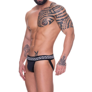 CUECA JOCK EM CIRRE PRETO E ELASTICO DETALHADO