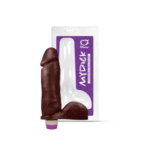 PÊNIS REALÍSTICO NEGRO C/ ESCROTO E VIBRO - 20,5 X 4,7 CM