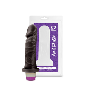 PÊNIS REALÍSTICO PRETO S/ ESCROTO E C/ VIBRO - 15,3 X 4 CM