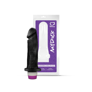 PÊNIS REALÍSTICO PRETO S/ ESCROTO E C/ VIBRO - 18 X 4,5 CM