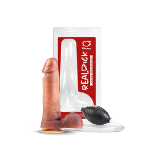 PÊNIS REAL DICK ULTRA REALÍSTICO EJACULATÓRIO C/ ESCROTO E C/ VENTOSA - 17 X 4,5 CM