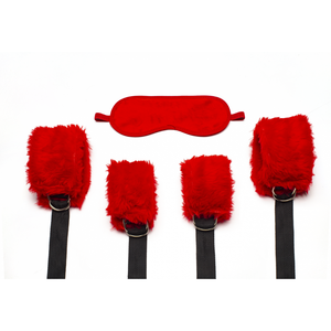 KIT BONDAGEM 4 AMARRAS E 1 VENDA VERMELHO