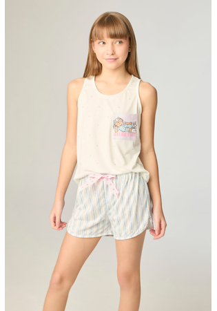 Pijama Infantil Feminino Regata Com Short