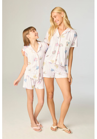 Pijama Feminino Aberto Com Short Cachorros
