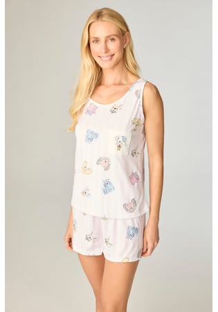 Pijama Feminino Regata Com Short Cachorros