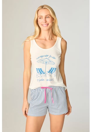 Pijama Feminino Regata 100% Algodão Familia