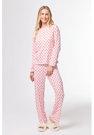 Pijama Feminino Inverno Canelado Frutas