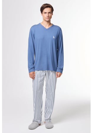 Pijama Masculino Inverno Algodão Listrado