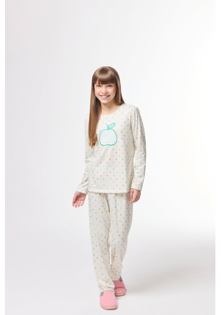 Pijama Infantil Feminino Poá Maçã