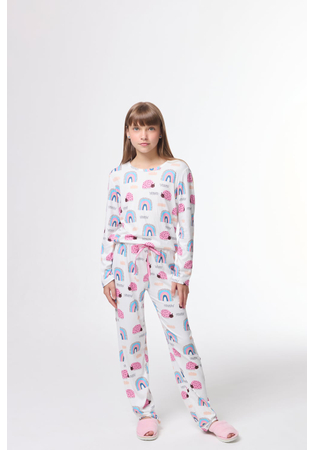 Pijama Infantil Feminino Canelado Estampado