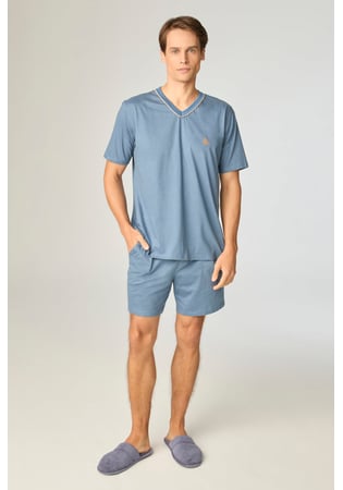 Pijama Masculino Liso 100% Algodão Com Short