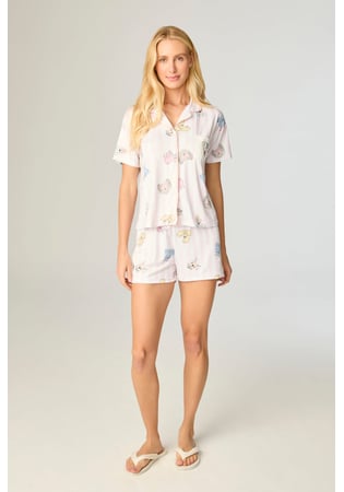 Pijama Feminino Aberto Com Short Cachorros