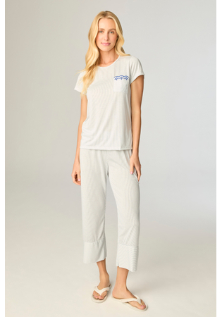 Pijama Feminino Pantacourt Confort Listrado