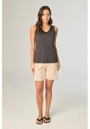 Pijama Feminino Liganete Regata Com Bermuda Folhagem