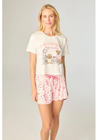 Pijama Feminino Malha Com Short Estrelas
