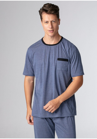 Pijama Masculino Manga Curta Com Calça