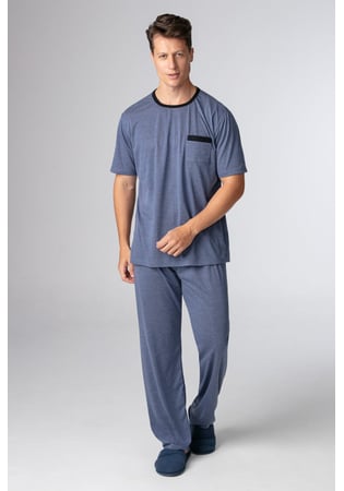 Pijama Masculino Manga Curta Com Calça