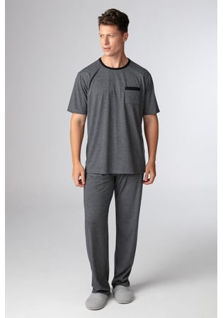Pijama Masculino Manga Curta Com Calça