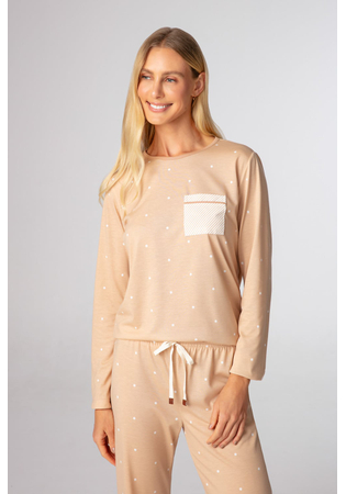 Pijama Feminino Longo Em Malha Pv Listrado