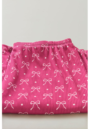 Pijama Feminino Longo Canelado Malha Peach Estampa Laços