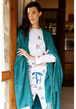 Pijama De Inverno Feminino Malha Peach Clube Do Livro
