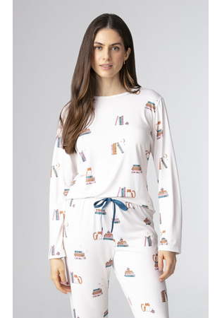 Pijama De Inverno Feminino Malha Peach Clube Do Livro