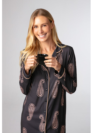 Camisão Feminino Manga Longa Em Malha Peach