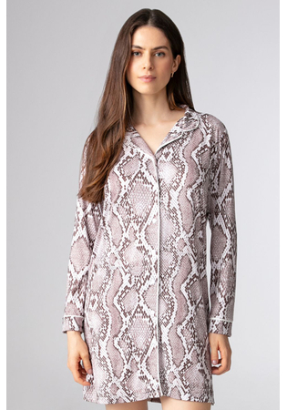 Camisão Feminino Manga Longa Em Malha Peach Snake
