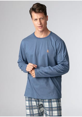 Pijama Masculino Longo 100% Algodão Calça Xadrez