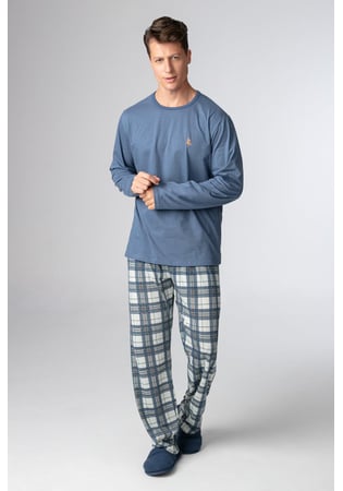 Pijama Masculino Longo 100% Algodão Calça Xadrez