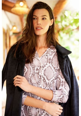Pijama Feminino Longo Americano “snake” Em Malha Peach