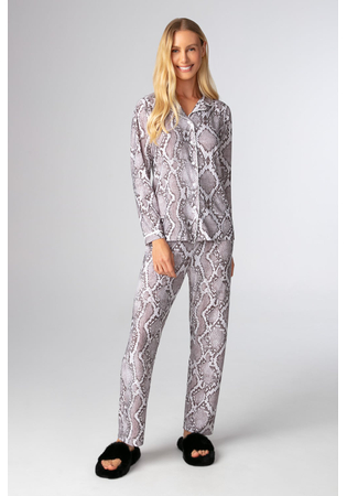 Pijama Feminino Longo Americano “snake” Em Malha Peach