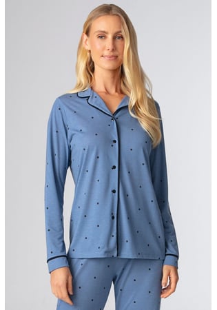 Pijama Americano Aberto Longo Feminino Viscolycra Poá