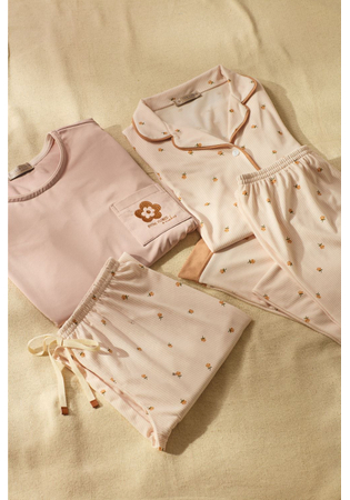 Pijama Feminino Longo Estilo Americano Em Malha Pv