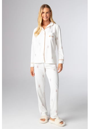 Pijama Feminino Longo Aberto Em Moletinho Dog