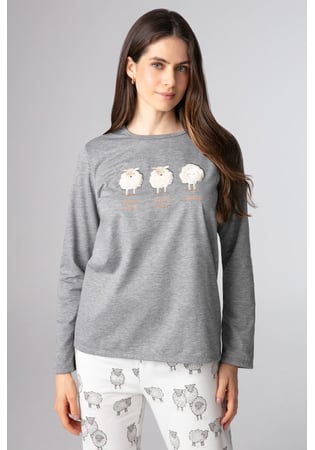 Pijama Feminino Longo Em Moletinho Ovelhinhas