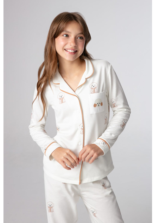 Pijama Infantil Feminino Aberto Moletinho Dog