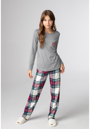 Pijama Infantil Femenino Xadrez Família