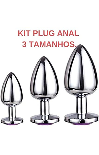 Kit de Plugs P , M , G em Alumínio com pedra do amor