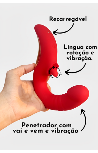 Vibrador com vai e vem e movimento de língua Zeus