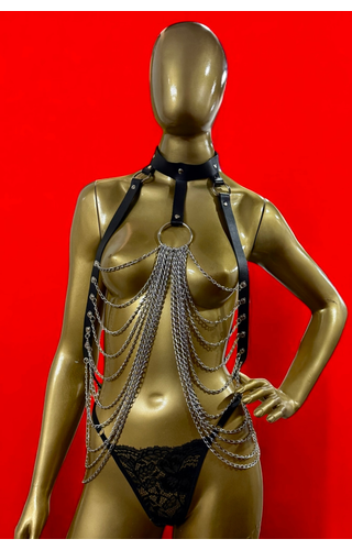 Harness Arreio Gladiatrix Couro Com Correntes Bady Chain