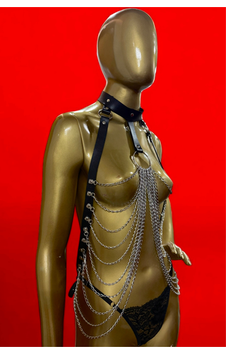 Harness Arreio Gladiatrix Couro Com Correntes Bady Chain