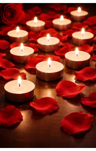 Kit com 150 pétalas e 10 Velas Rechaud