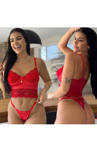 CONJUNTO SENSUAL CROPPED RENDADO 