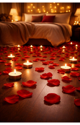 Kit com 150 pétalas e 10 Velas Rechaud