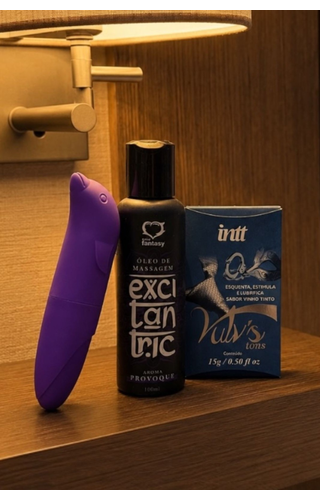 Kit óleo de Massagem, Vibrador e Excitante 50 Tons
