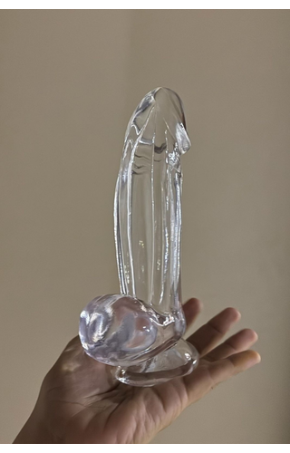 Dildo com ventosa em TPE translúcido 16 x 4,5cm