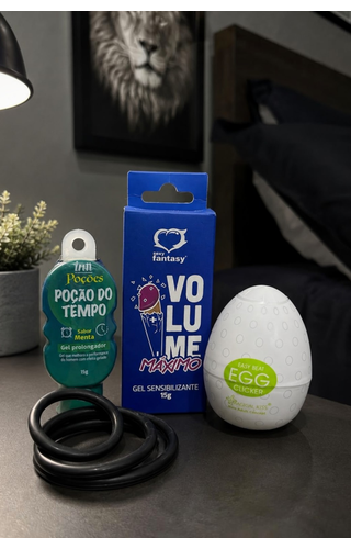 Kit Boy com 3 anéis, Retardante, Excitante e masturbador egg