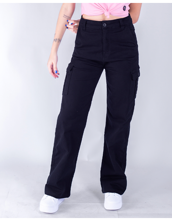 Calça Wide Leg Jeans Cargo Feminina Badcat - Compre Agora