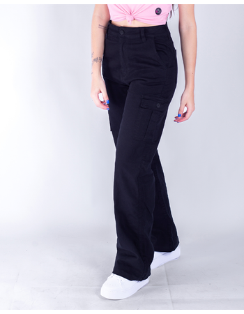 Calça Wide Leg Jeans Cargo Feminina Badcat - Compre Agora